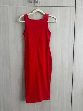 ASOS Red Sleeveless Midi Bodycon Dress with bow sz 2